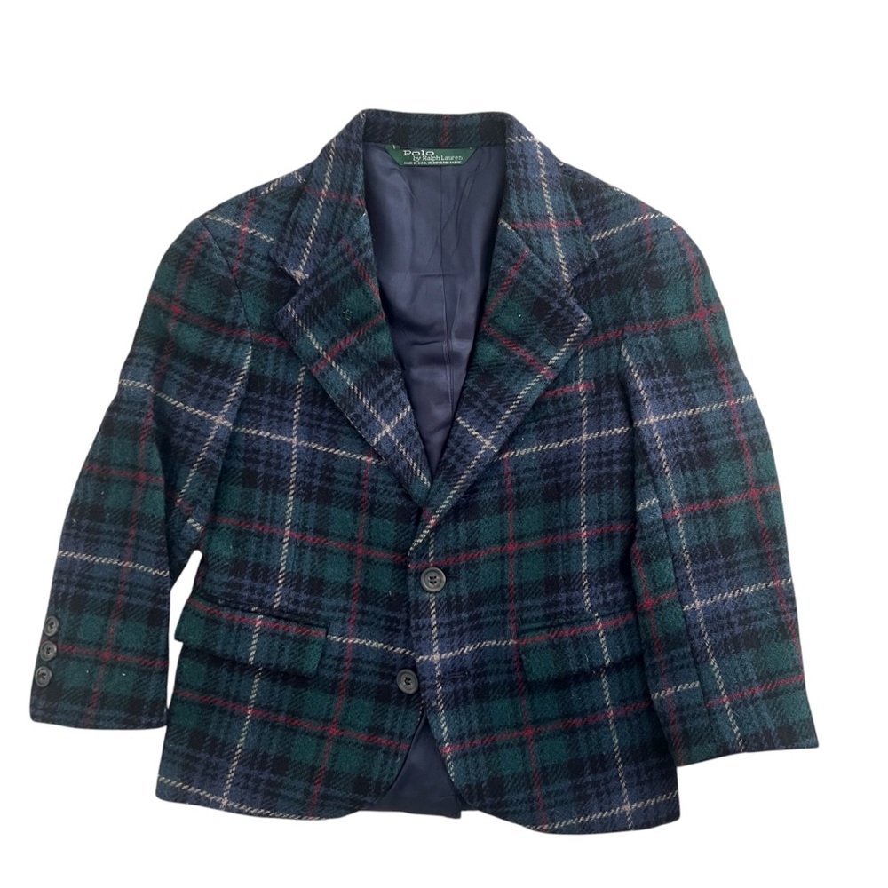 Boys Ralph Lauren Polo Tartan Plaid Wool Tweed Suit Jacket Blazer